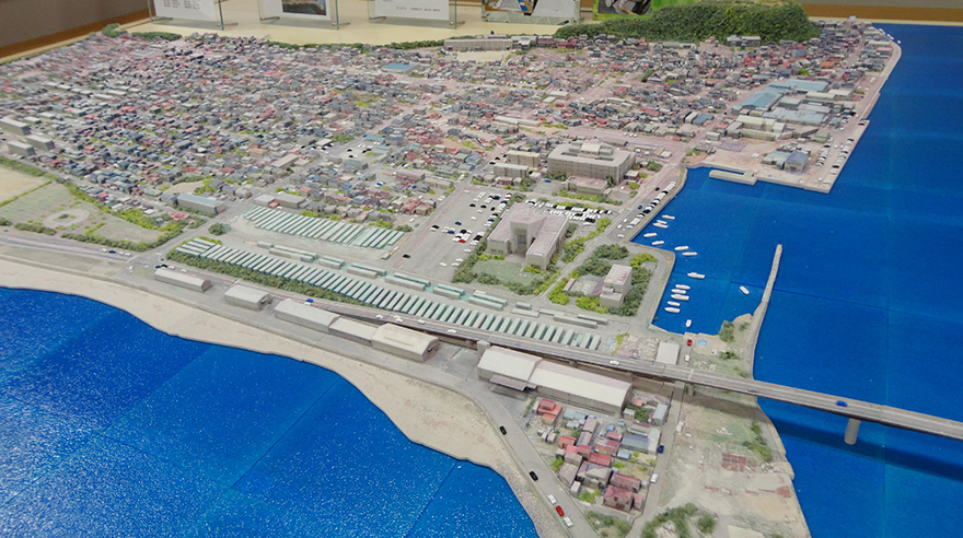 石巻市沿岸部の復元立体模型