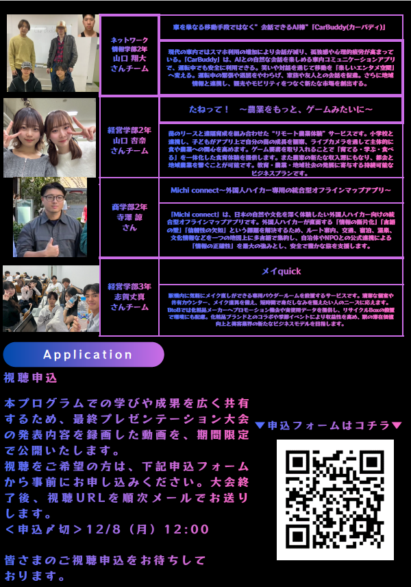 ベンチャー出場学生紹介2