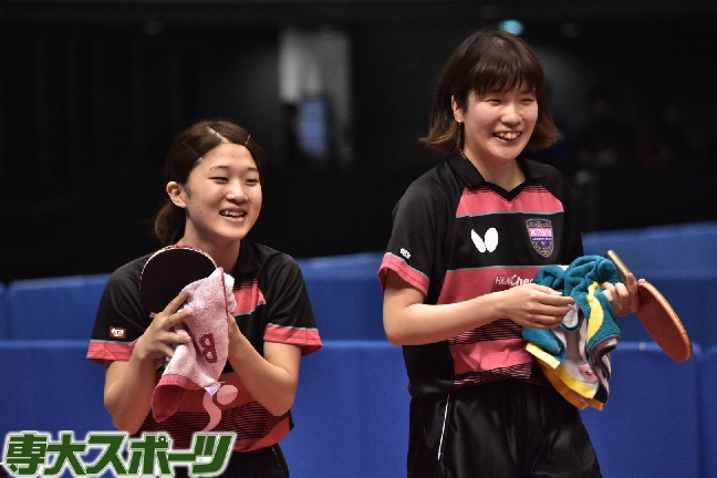 専大時代の安藤選手とOG鈴木選手_全日本